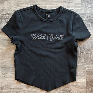 Forever 21 Black 'Wild Spirit' Short Sleeve Tee